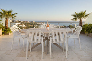 Rimini Garden Table Set with Six Cream California Chairs