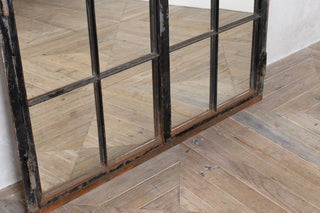 close up of cast iron mirrored window