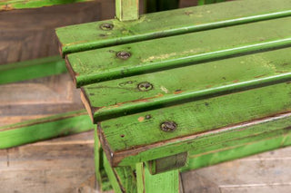 Vintage Green Slatted Bench