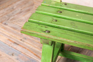 Vintage Green Slatted Bench