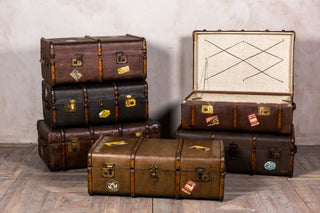 Set of Six Vintage Steamer Trunks