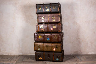 Set of Six Vintage Steamer Trunks