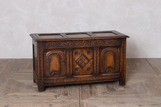 Large Antique Gothic Revival Blanket Box Front View