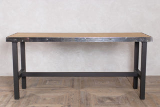 Wooden Poseur Table with Metal Edge