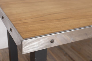 Wooden Poseur Table with Metal Edge - Corner
