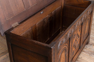 Large Antique Gothic Revival Blanket Box Inside Box