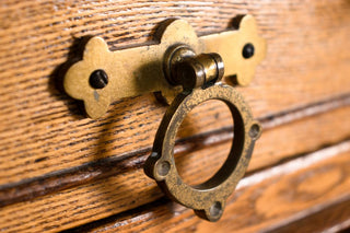Vintage Leather Top Desk - Drawer Handle