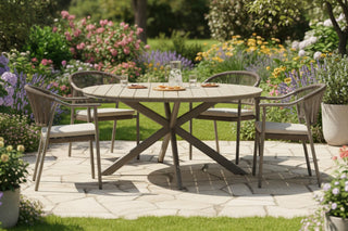 Rimini 4 Seater Oval Outdoor Table and 4 Garden Chairs Set
