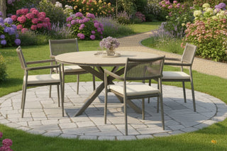 Rimini 4 Seater Oval Outdoor Table and 4 Garden Chairs Set