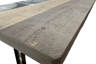 Striped Wooden Dining Table Imperfections