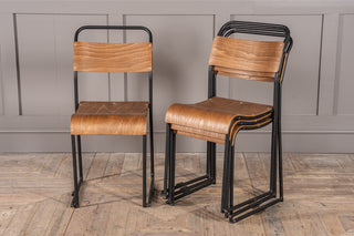 Vintage Stacking Chairs with Black Frame