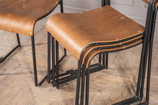 Vintage Stacking Chairs with Black Frame