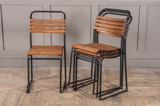 Vintage Stacking Chairs with Black Frame
