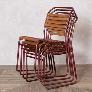 Vintage Stacking Chairs with Red Frame