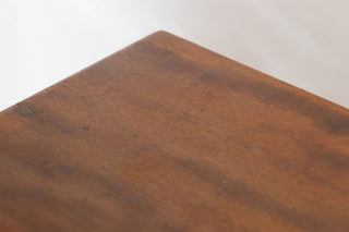 vintage wooden tambour cupboard corner close up