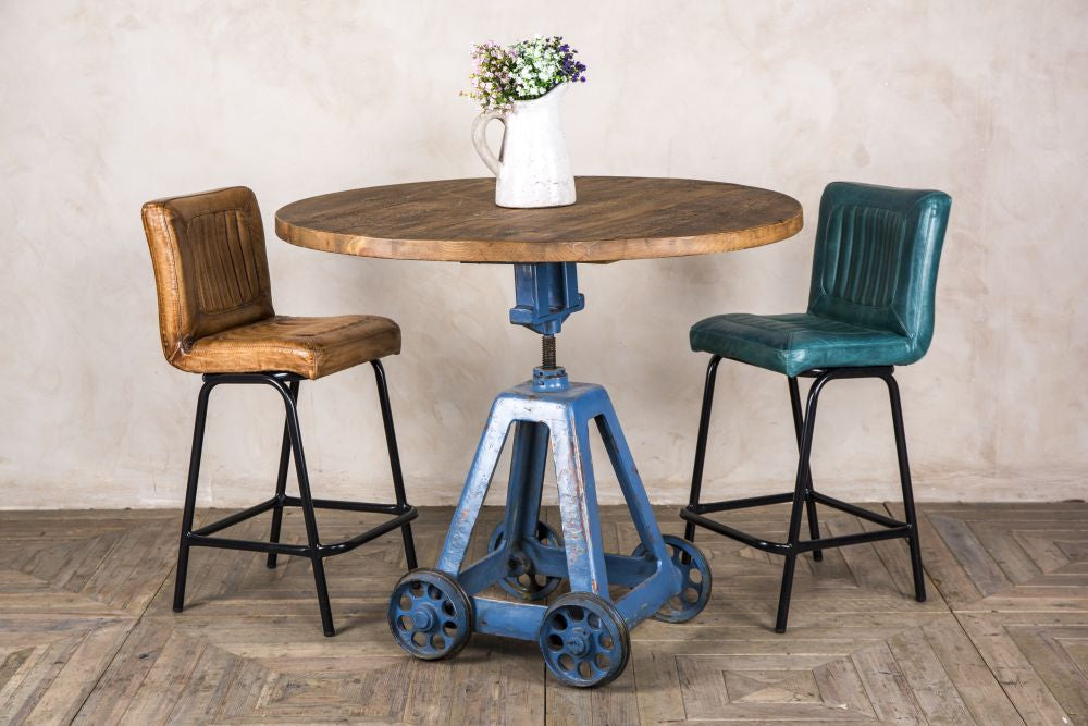 BLUE INDUSTRIAL BAR TABLE | Peppermill Interiors