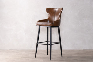 blue-faux-leather-stool-front-view