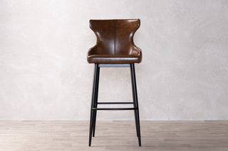 blue-faux-leather-stool-front-view