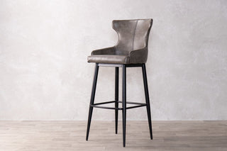 grey-faux-leather-stool-front-view