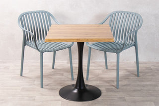 Aged Pine Top Outdoor Café Table Set with California Chairs