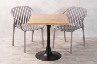 Aged Pine Top Outdoor Café Table Set with California Chairs