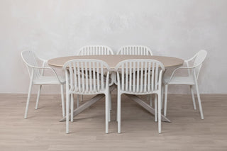 Rimini Garden Table Set with Six Cream California Chairs