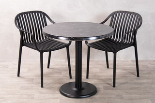 Alcantara Black Top Outdoor Café Table Set with California Chairs