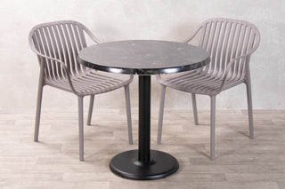 Alcantara Black Top Outdoor Café Table Set with California Chairs