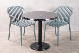 Alcantara Black Top Outdoor Café Table Set with California Chairs