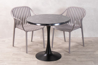 Alcantara Black Top Outdoor Café Table Set with California Chairs