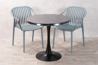 Alcantara Black Top Outdoor Café Table Set with California Chairs