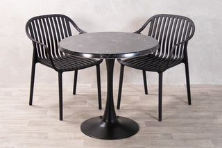 Alcantara Black Top Outdoor Café Table Set with California Chairs