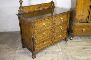 1920s Jacobean Revival Oak Bedroom Suite