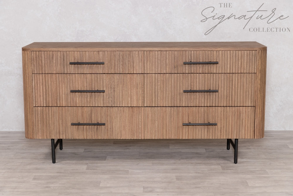 Ashfield Ribbed Six Drawer Dresser | Peppermill Interiors Ashfield Ribbed Six Drawer Dresser | Peppermill Interiors