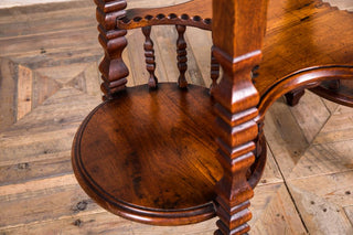 victorian table with bottle shelving