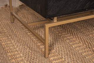 black coffee table with two drawers