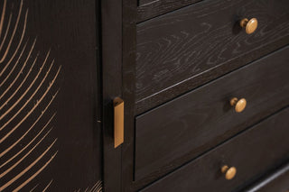 black sideboard with gold design