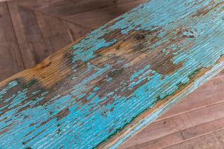 blue farmhouse bench