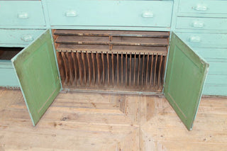 blue green industrial sideboard