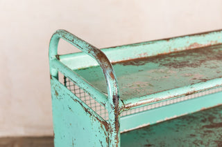 blue metal shoe rack