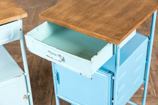 blue pull out drawer bedside cabinet