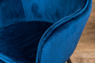 blue velvet armchair