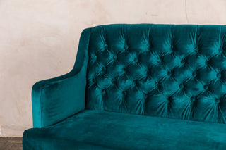 blue velvet sofa