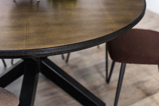 Round Brass Top With Black Edging Dining Table