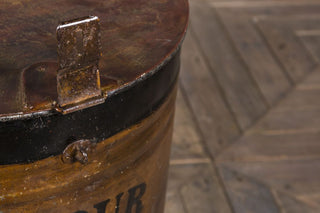 brown metal flour bin