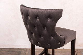 button back grey velvet stool