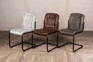 California leather look dining chairs