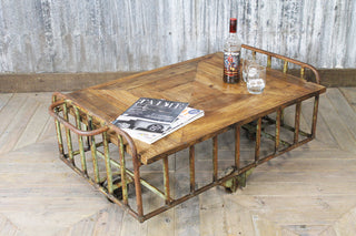 distressed metal coffee table