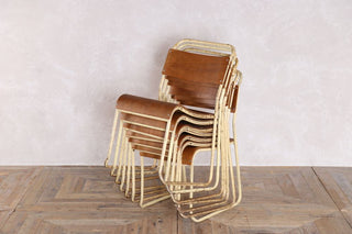 set of 7 vintage plywood stacking chair