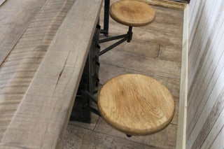 desk with swing out seats